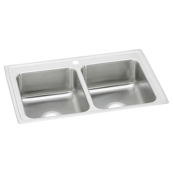Lustertone Ss 33X21.2X7.8 Equal Double Bowl Drop-In Sink With Quick-Clip